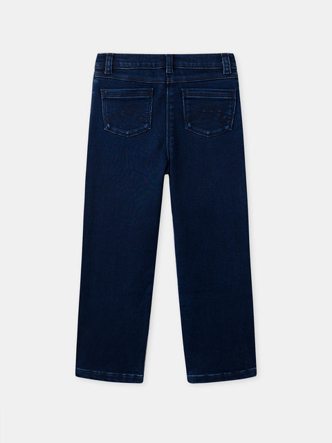 Navy Blue Bonded Denim Jeans