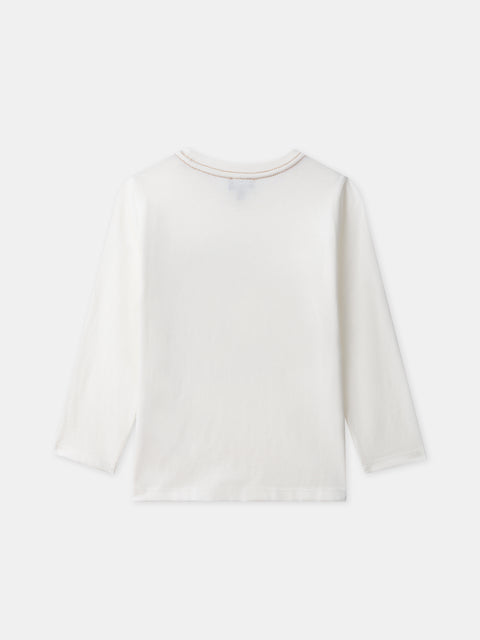 Embroidered Ice Print Cotton T-shirt