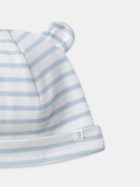 Lined Blue Stripe Cotton Hat