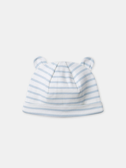 Lined Blue Stripe Cotton Hat