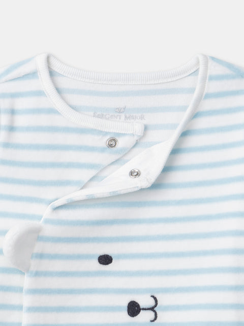 Newborn Blue Stripe Velour Sleepsuit