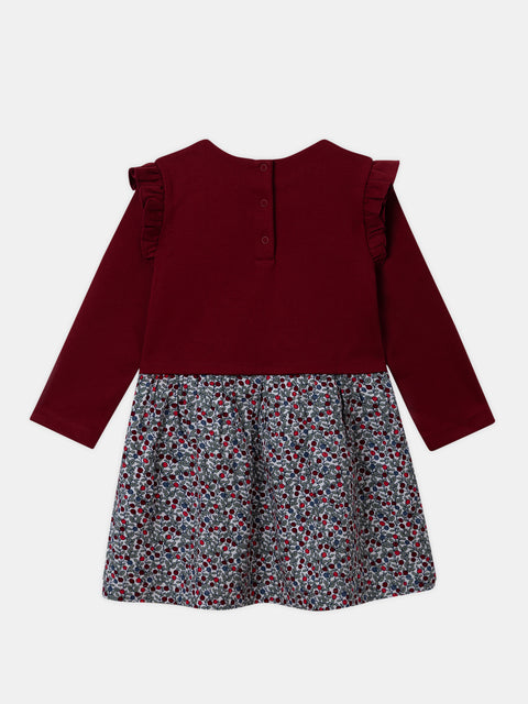 Berry Print 2 Fabric Cotton Mix Dress