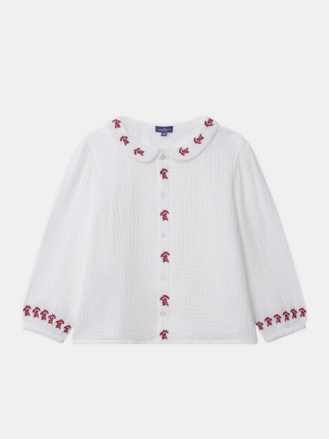 Embroidered  Off White Cotton Blouse