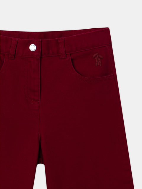 Bordeaux Red Cotton Twill Trousers