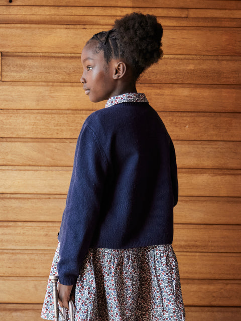 Embroidered Navy Cardigan