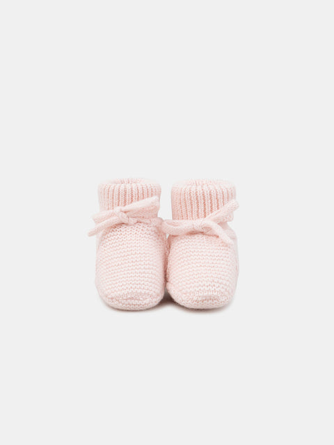 Newborn Pink Cotton Knit Booties