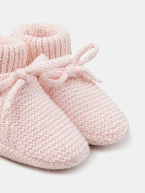 Newborn Pink Cotton Knit Booties
