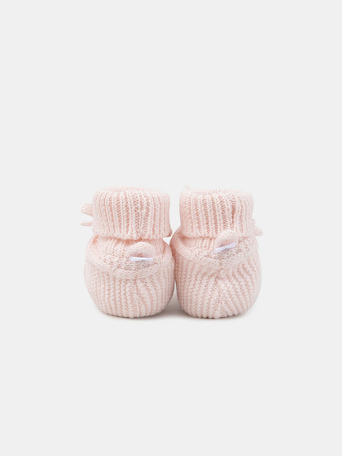 Newborn Pink Cotton Knit Booties