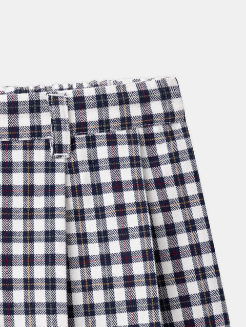 Navy Herringbone Cotton Shorts