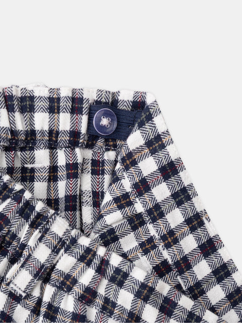 Navy Herringbone Cotton Shorts