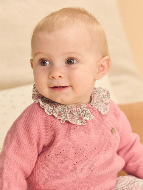 Newborn Pink Knit Jumper With Matching Floral Print Leggings