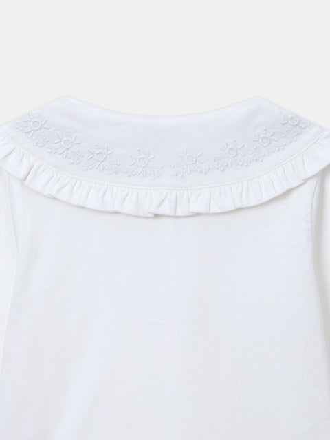 Embroidered Collar Cotton Blouse