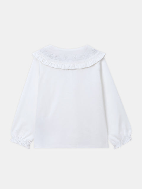Embroidered Collar Cotton Blouse