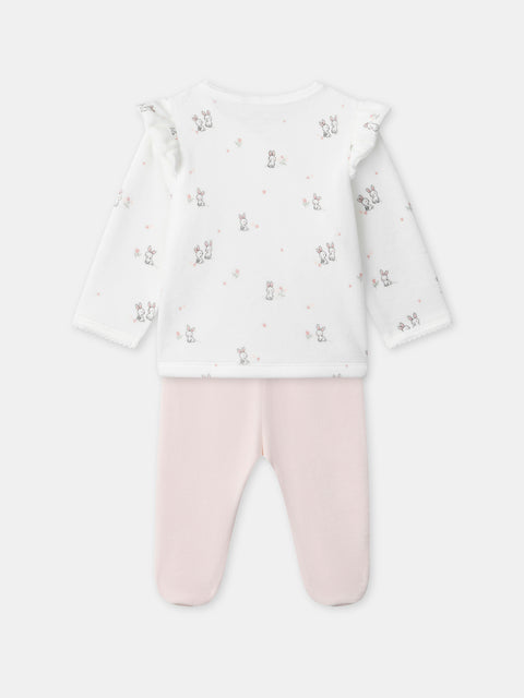 Newborn Cream Velour Top With Matching Pink Leggings