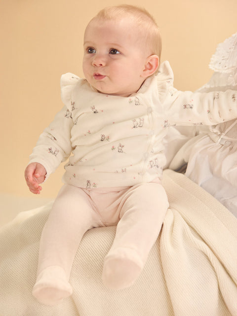 Newborn Cream Velour Top With Matching Pink Leggings