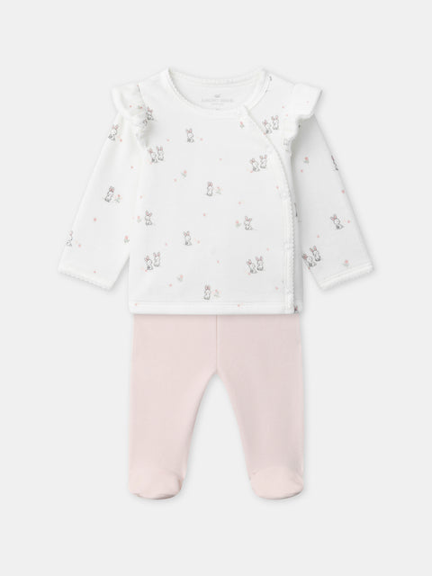 Newborn Cream Velour Top With Matching Pink Leggings
