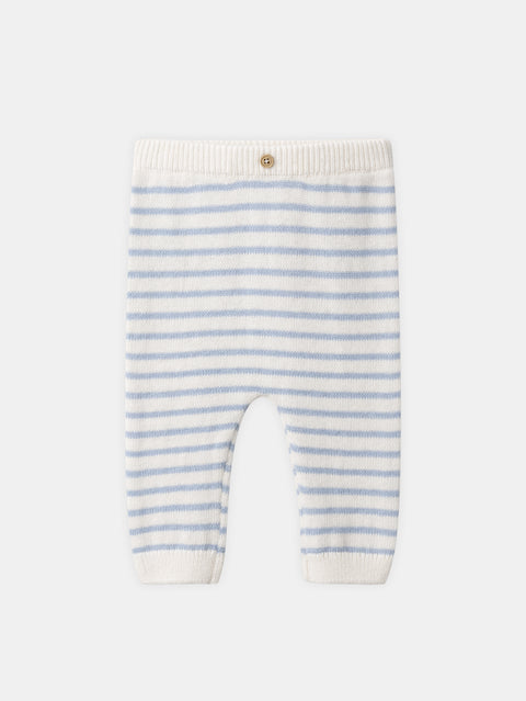 Newborn Blue Cotton Rich Jumper With Matching Striped Leggings