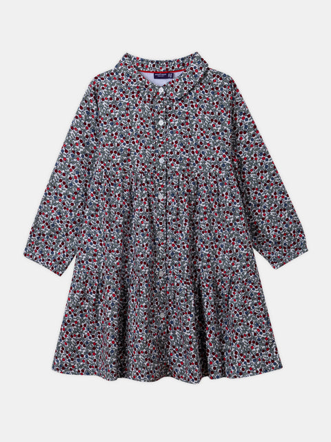 Berry Print Cotton Twill Dress
