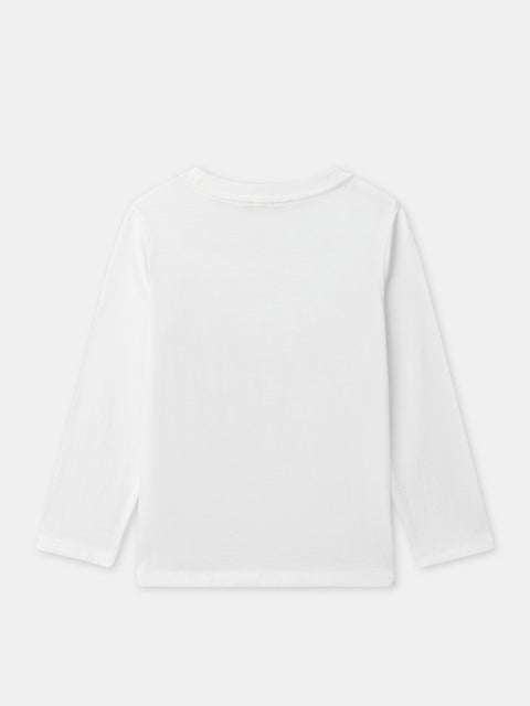 White Cat Print Cotton T-shirt