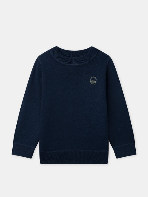 Reversible Navy Cotton Wool Mix Jumper