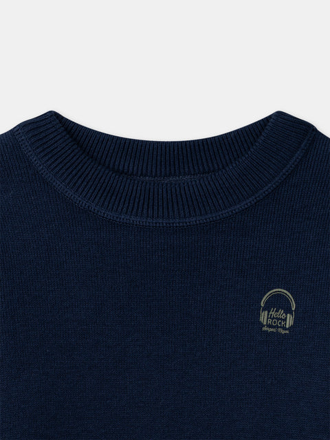 Reversible Navy Cotton Wool Mix Jumper