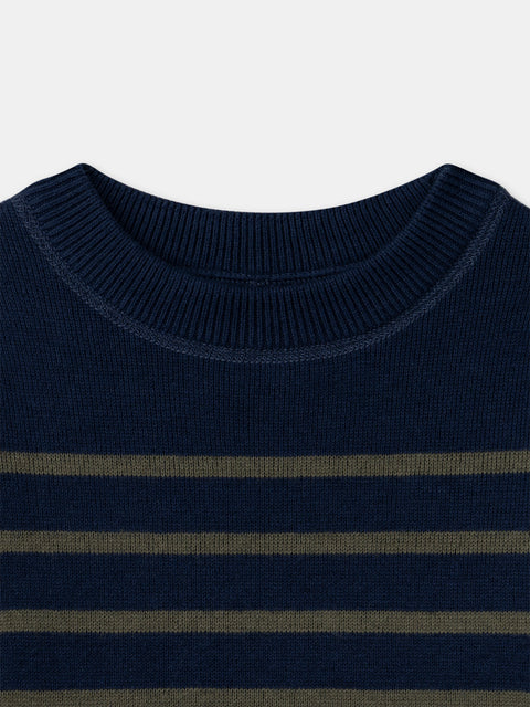 Reversible Navy Cotton Wool Mix Jumper