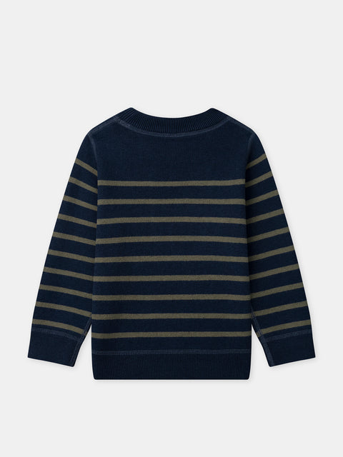 Reversible Navy Cotton Wool Mix Jumper