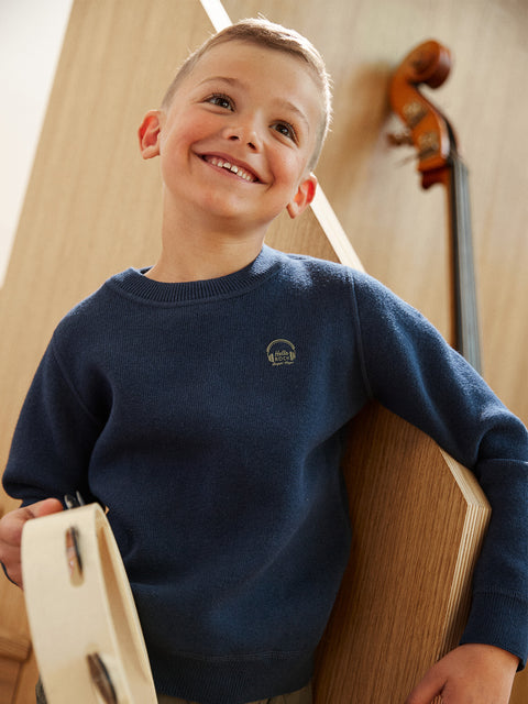 Reversible Navy Cotton Wool Mix Jumper