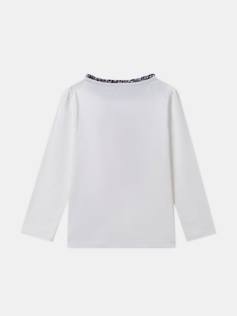 Ruffle Collar Cotton T-shirt