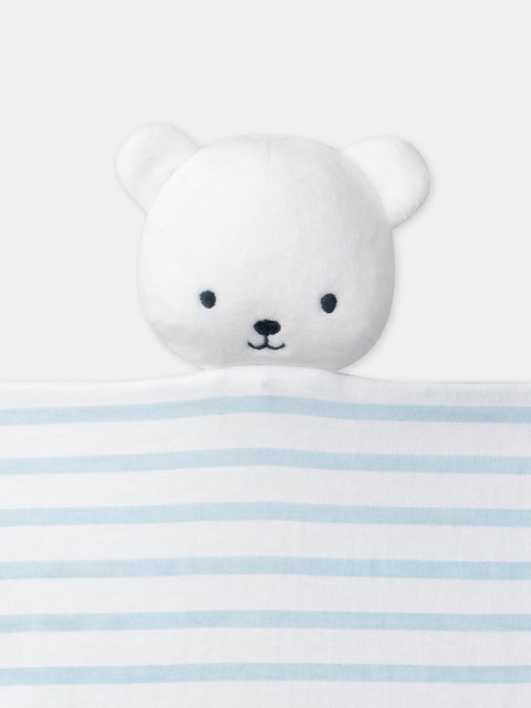 Blue Stripe Soft Boa Teddy Comforter