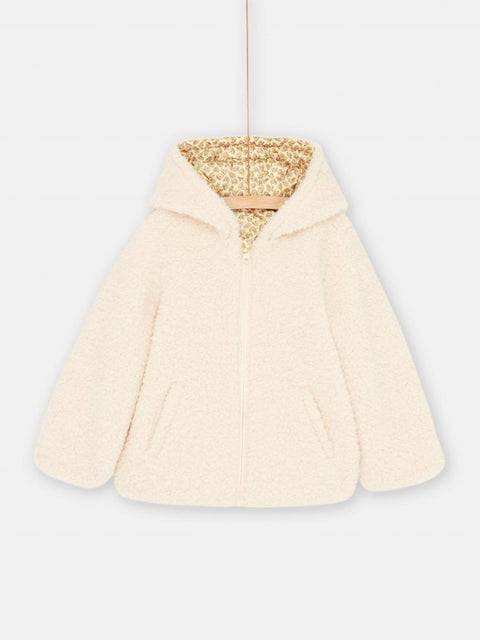 Cream Heart Print Reversible Hooded Coat