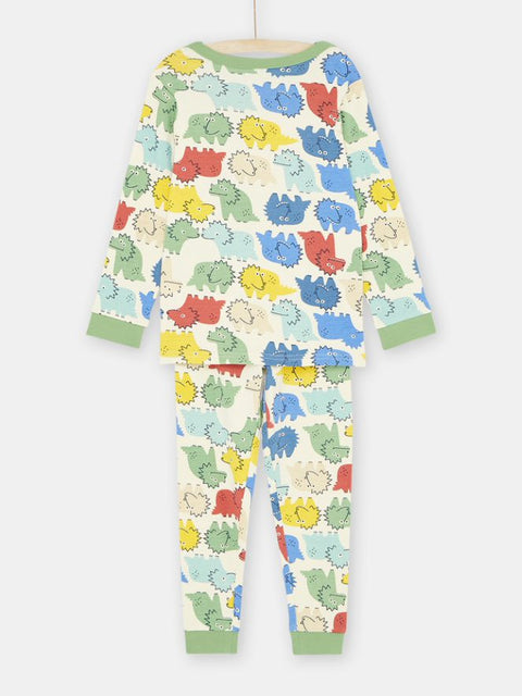 Green Dinosaur Print Rib Cotton Pyjamas