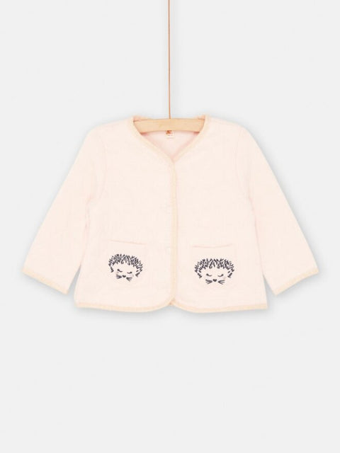 Pink Jersey Cotton Cardigan With Pockets