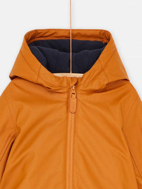 Brown Micropolar Lined Hooded Raincoat