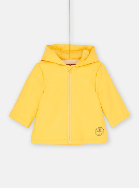 Yellow Lined Rain Coat with Tiger Applique