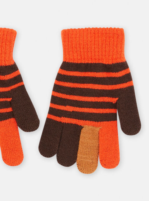 Brown & Orange Striped Gloves