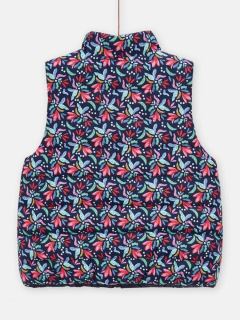 Navy Floral Print Revesible Gilet