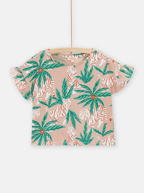 Palm Tree & Tiger Print Cotton T-shirt