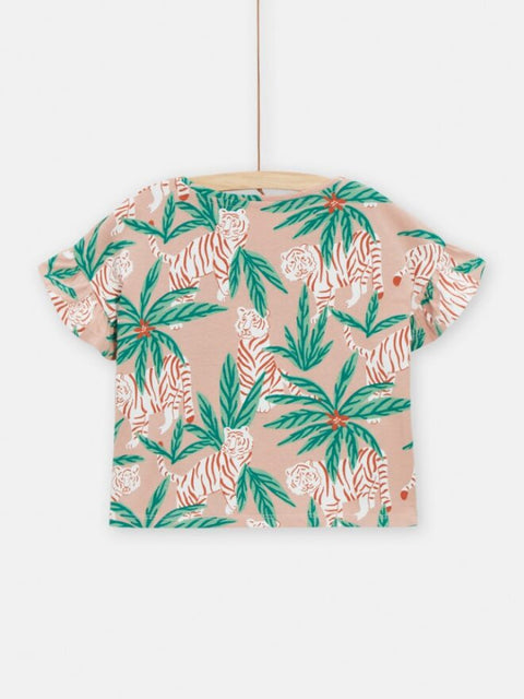Palm Tree & Tiger Print Cotton T-shirt