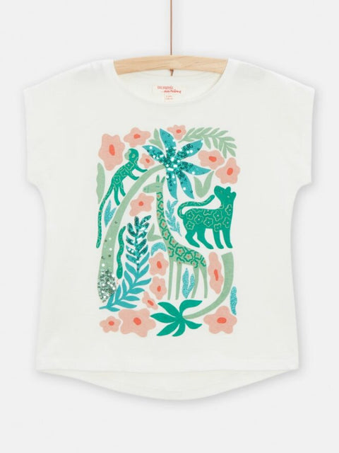 Cream Jungle Box Print Cotton T-shirt