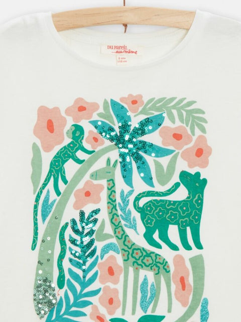 Cream Jungle Box Print Cotton T-shirt