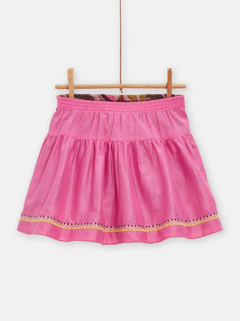 Pink Floral Print Reversible Cotton Skirt