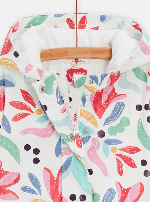 Lined Hooded Abstract Print Raincoat