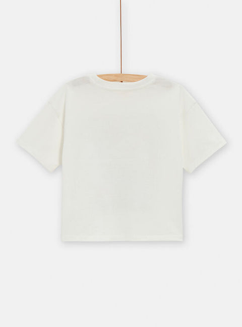 Cream Unicorn Print Short Sleeve Cotton T-shirt