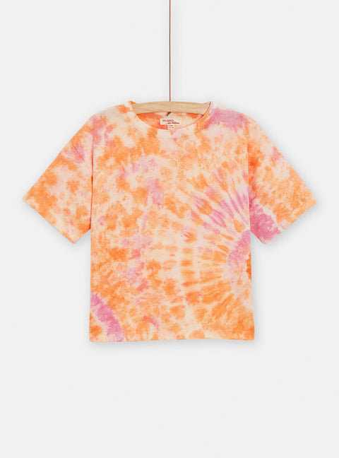 Orange & Pink Tie Dye Cotton T-shirt