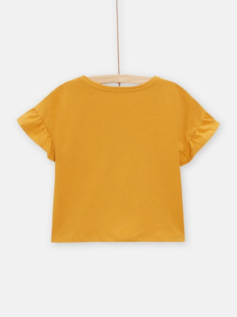 Yellow Zebra Print Short Sleeve Cotton T-shirt