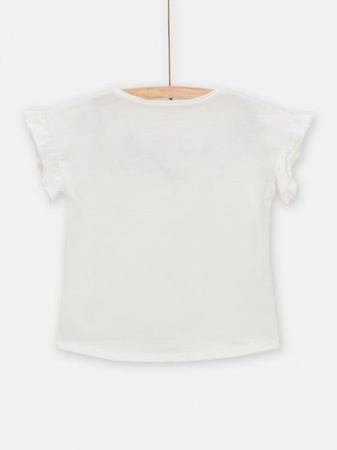 Cream Floral Print Short Sleeve Cotton T-shirt