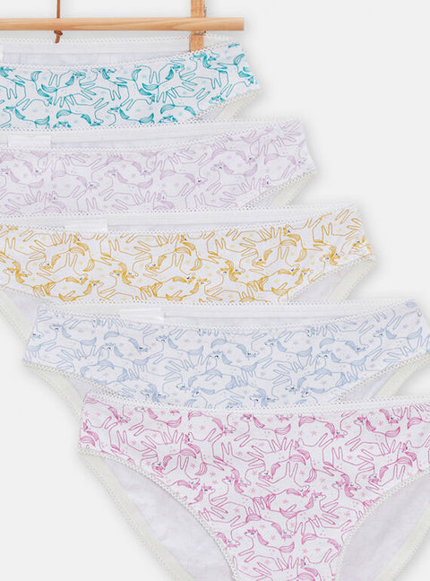 5 Piece Unicorn Print Cotton Underwear