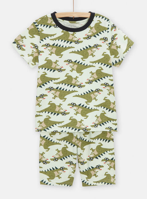 Green Dinosaur Print Summer Cotton Pyjamas