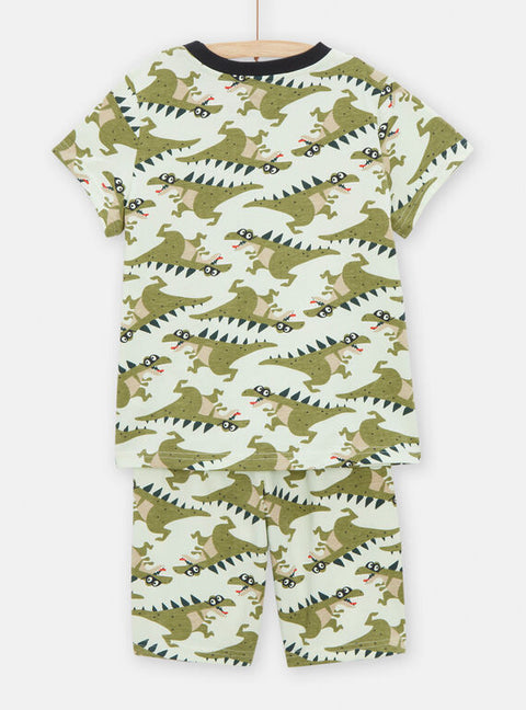 Green Dinosaur Print Summer Cotton Pyjamas